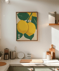 Stampa con frutti agrumati verde e giallo per decorare le pareti dell'ufficio di casa