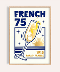 Stampa artistica French 75 in giallo e blu per decorare le pareti della cucina