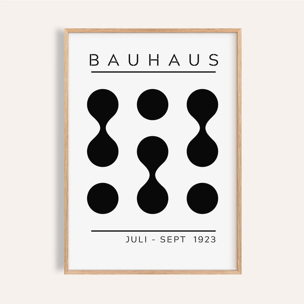 Stampa artistica geometrica in bianco e nero con audaci forme Bauhaus