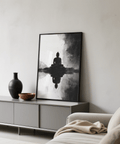 Minimalist Meditation Art Print in Black and White for yoga studio