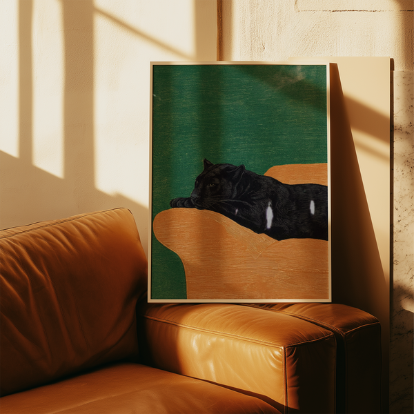 Big Cat Art Print showing a Black panther, designed for entryway spaces