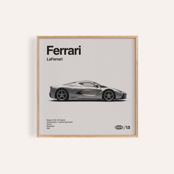 Poster LaFerrari in bianco e nero per decorare le pareti dell'ufficio