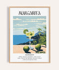 Arredamento in stile costiero per bar con poster del cocktail Margarita