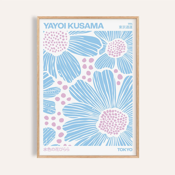 Quadro da parete azzurro con disegno floreale astratto