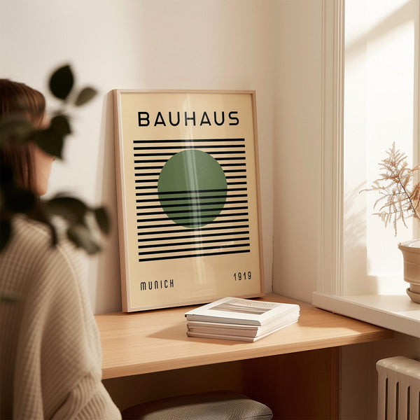 Poster artistico moderno in stile Bauhaus incorniciato per interni contemporanei