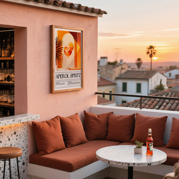 Stampa colorata con cocktail Aperol Spritz per patio esterno