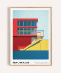 Stampe artistiche moderne in stile Bauhaus della metà del secolo in rosso, giallo e blu per uffici domestici

