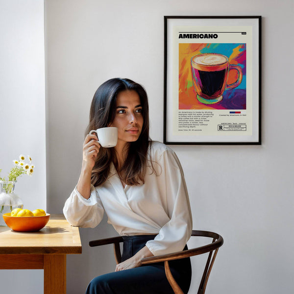 Luminosa stampa artistica con caffè americano per decorare la sala da pranzo
