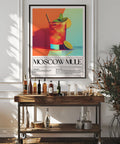 Poster con illustrazione di un Moscow Mule in un boccale di rame per decorare il bar di casa
