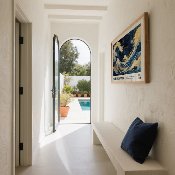 Moderna decorazione da parete Ocean Wave con dettagli dorati