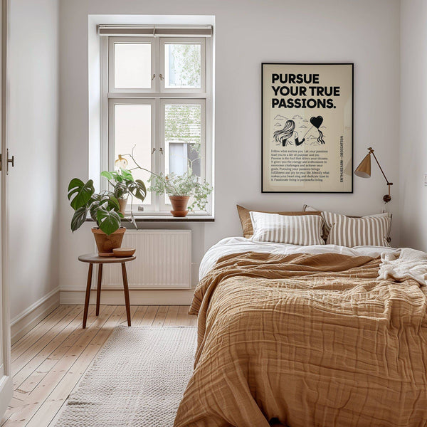Poster motivazionale nero e crema per l'arredamento della casa.
