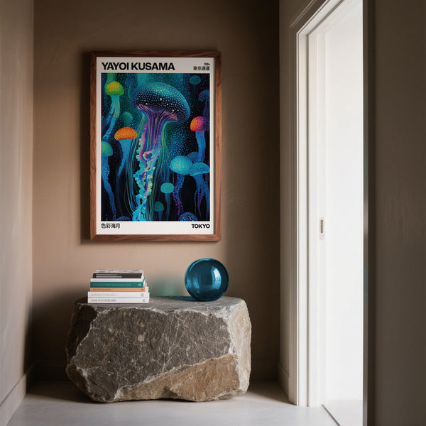 Grande medusa ispirata all'arte di Yayoi Kusama