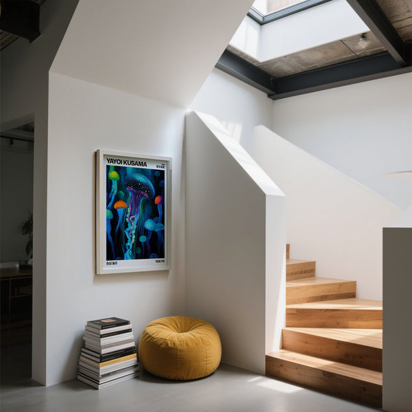 Vivace stampa da parete con meduse dal design contemporaneo