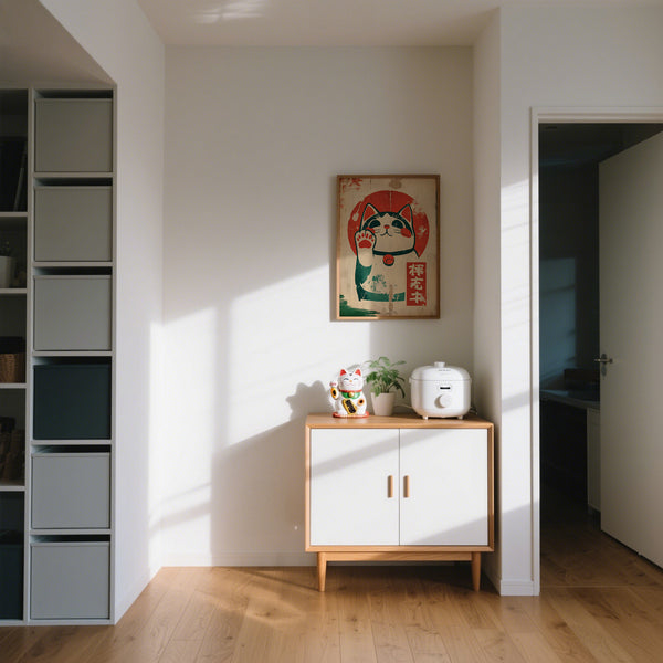 Poster con gatto portafortuna che porta prosperità e vibrazioni positive in casa