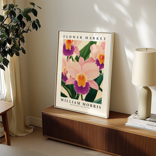 Illustrazione botanica di orchidee per decorazioni murali classiche con orchidee