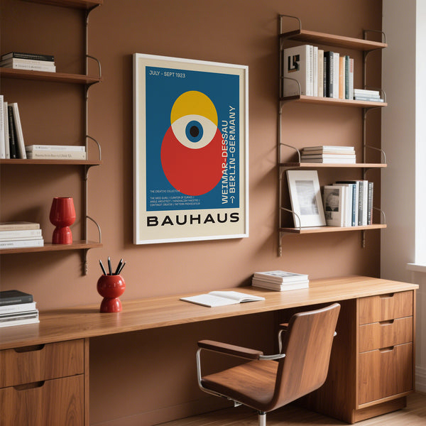 Stampa artistica di un poster Bauhaus che celebra la precisione geometrica del movimento
