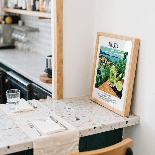 Cocktail ispirato a Matisse Stampa di un Mojito in verde e blu