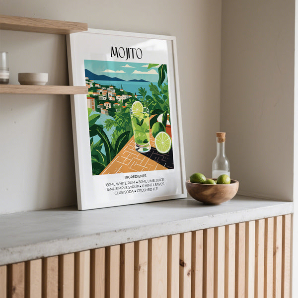 Moderna stampa cocktail con fresche tonalità verde e menta