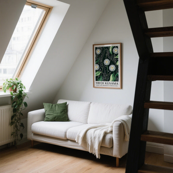 Stampa floreale decorativa in elegante stile artistico da parete verde scuro