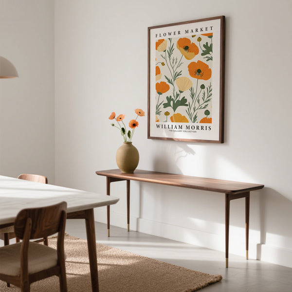 Poppie decorative da parete ispirate a William Morris, perfette per interni a tema floreale