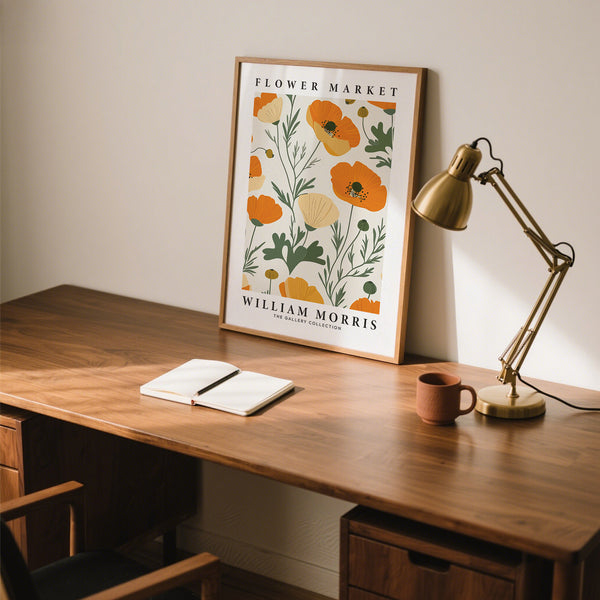 Opere d'arte ispirate a William Morris con motivi di papaveri per interni classici