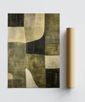 Forme geometriche color oliva e beige utilizzate nella composizione verde wabi sabi