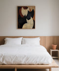 Grande quadro astratto con gatto da appendere sopra il letto in camera da letto