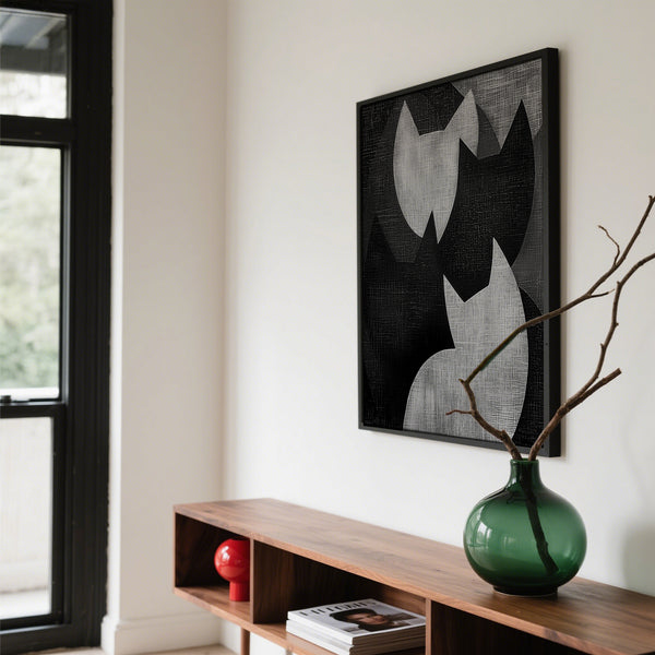 Elegante stampa artistica raffigurante un grande felino, con texture morbida ed estetica giapponese