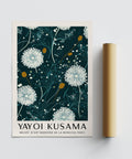 Splendida opera d'arte da parete Dandelion Green ispirata a Yayoi Kusama
