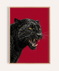 Wildlife Wall Art print in red and black for the living room
