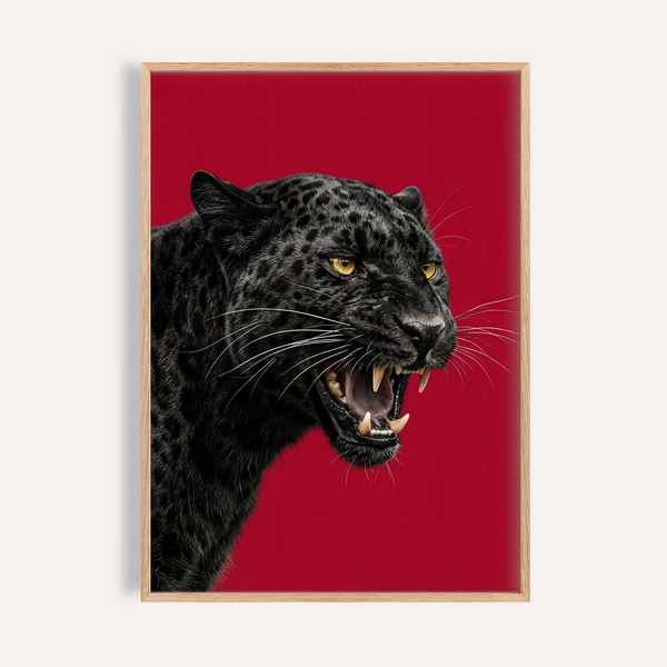 Wildlife Wall Art print in red and black for the living room