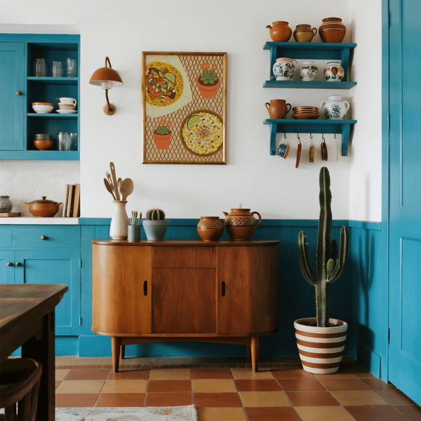 Taco Wall Art con colori beige e arancione, ideale come decorazione murale per la sala da pranzo