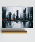 Quadro astratto City Wall Art che fonde tonalità di grigio e nero per decorare le pareti del soggiorno