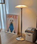 Stampa Dogue Poodle, maglione blu, colori rosa e rosso ideali per decorare le pareti della camera dei ragazzi