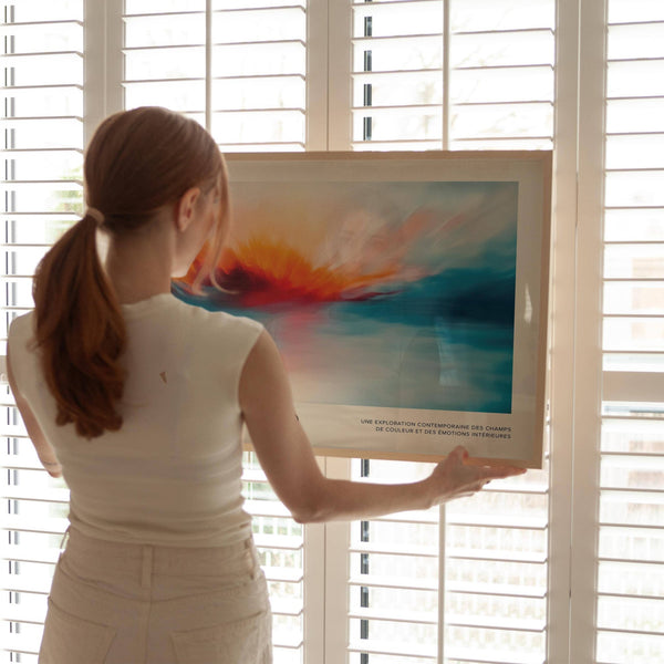 Quadro decorativo con paesaggio marino caratterizzato da tonalità ispirate al tramonto e all'acqua