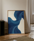 Contemporary Blue Flowing Wall Art - Decorazione murale per studio creativo nei colori blu e beige
