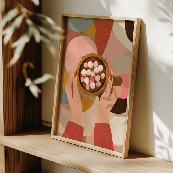 Hot Chocolate Wall Art, rosa giocoso, cucina moderna, decorazione da parete