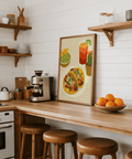 Tacos Art Print in brown and green for restaurant wall art