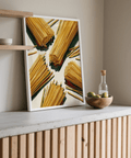Stampa artistica Spaghetti Wall Art per cucina con dettagli gialli