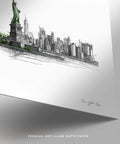 Disegno architettonico dello skyline di Manhattan a New York City poster di viaggio quadrato