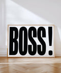 Arte da parete per ufficio con la scritta BOSS in grande risalto