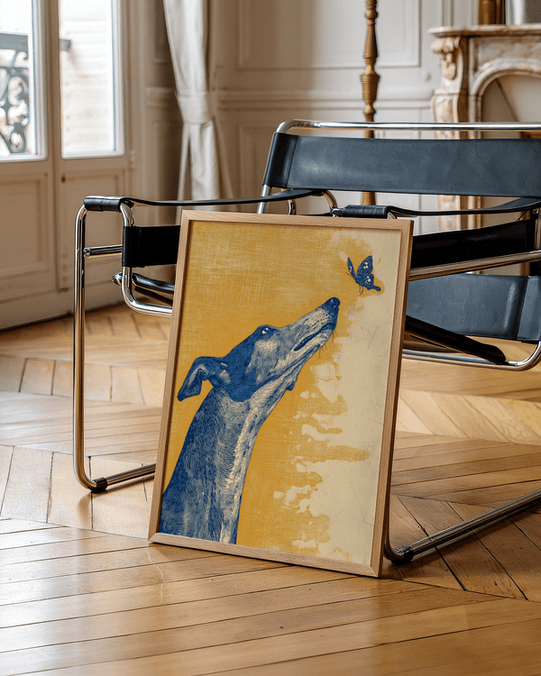 Decorazione da parete Greyhound con profilo blu per decorare le pareti del corridoio