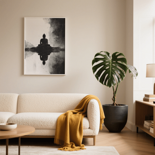 Black Meditation Art Print poster for bedroom tranquil décor