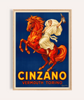 Stampa artistica Cinzano in blu, giallo e rosso per decorare le pareti della cucina