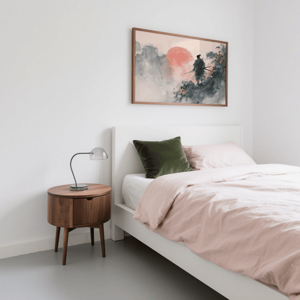 Poster astratto Warrior in rosso, nero e beige per decorare la stanza dello studio