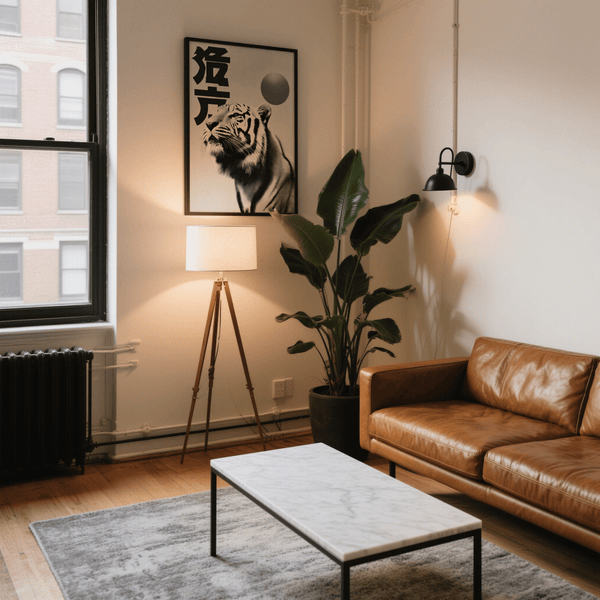 Stampa tigre bianca e nera, bianco e nero, poster sopra il divano