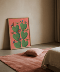 Poster decorativo con cactus a forma di cuore per corridoio, colori principali rosa e verde
