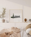 Illustrazione dello skyline di Manhattan con poster di viaggio di New York City in formato quadrato