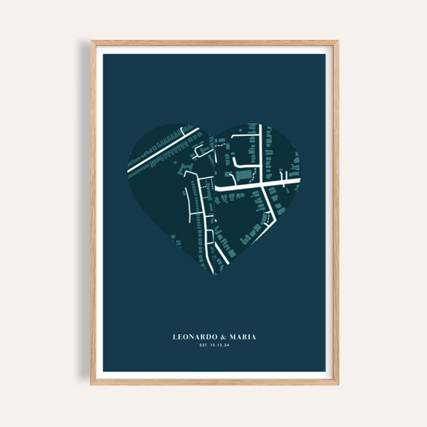 Poster Love Map in verde e bianco per camera da letto, decorazione da parete