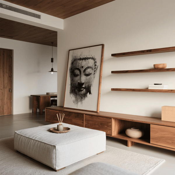 Poster minimalista Zen Home Decor con grigio, nero e bianco per la stanza della meditazione